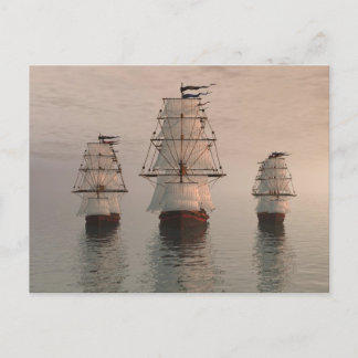 Carte postale de trois voiliers