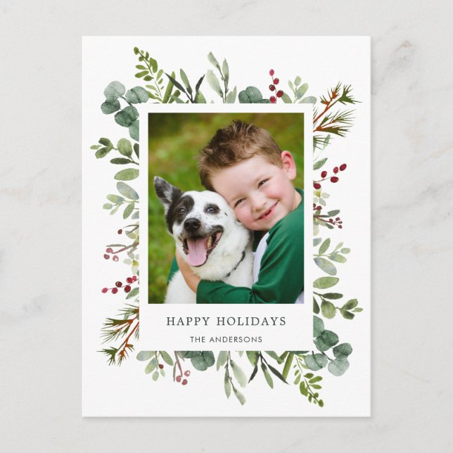 Carte postale de vacances avec feuillage vert et b (Devant)