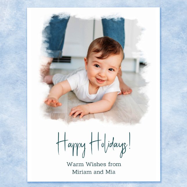 Carte postale de vacances côtières Aquarelle blanc (Créateur téléchargé)