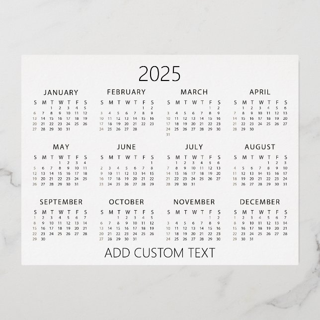 Carte Postale De Vacances En Aluminium ajouter votre propre calendrier texte personnalisé (Recto)