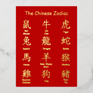 Carte Postale De Vacances En Aluminium Apprendre à lire les animaux du zodiaque chinois N
