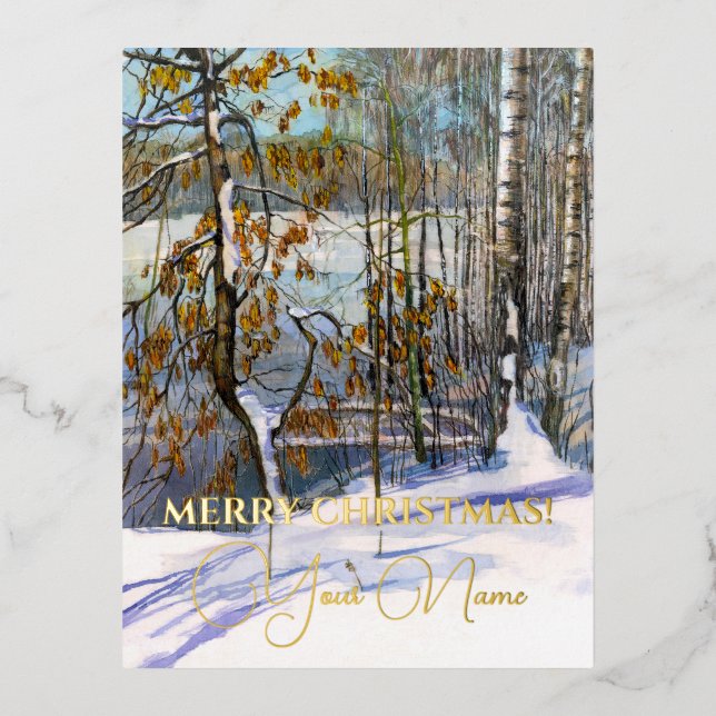 Carte Postale De Vacances En Aluminium Aquarelle de neige (Recto)