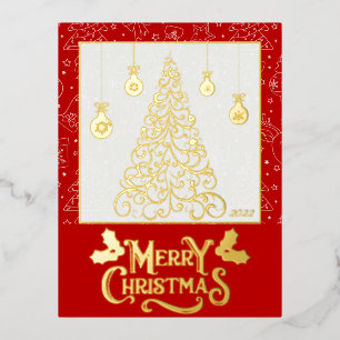Carte Postale De Vacances En Aluminium Arbre de Noël accueil personnalisable
