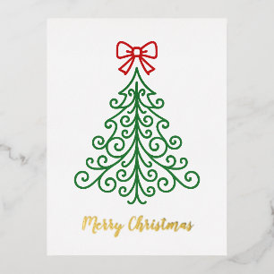 Carte Postale De Vacances En Aluminium Arbre simple avec bow Noël moderne
