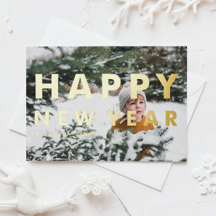 Carte Postale De Vacances En Aluminium Audacieuse Typographie moderne Photo Bonne année