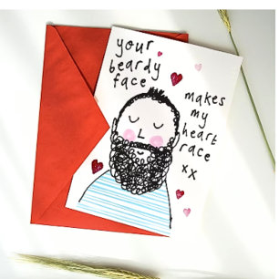 Carte Postale De Vacances En Aluminium Beard Face Carte de Saint Valentin - Anniversaire 