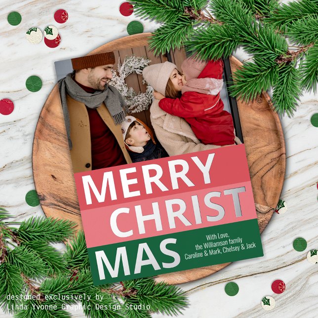 Carte Postale De Vacances En Aluminium Blocs Gras Retro Classy Moderne Argent (Créateur téléchargé)