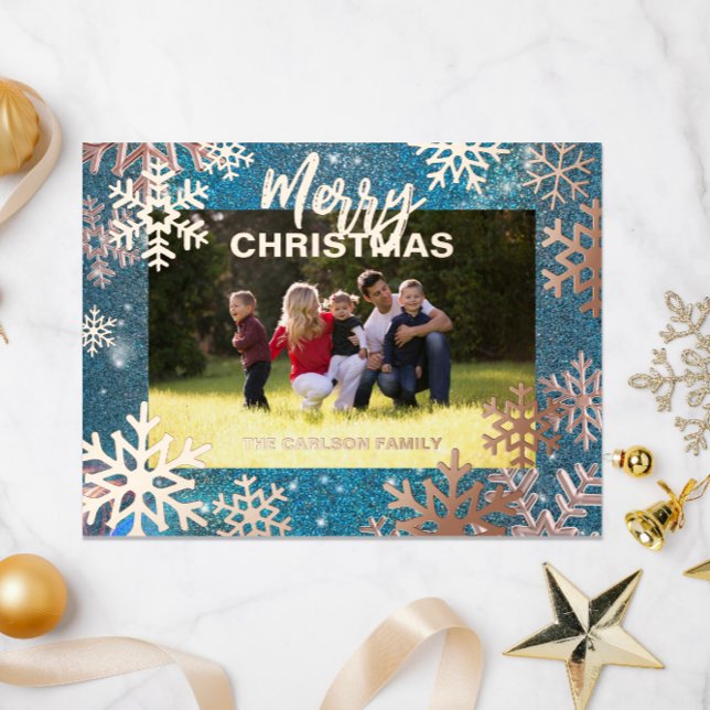 Carte Postale De Vacances En Aluminium Blue Winter Wonderland Joyeux Noël Photo (Créateur téléchargé)