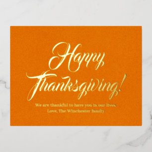Carte Postale De Vacances En Aluminium Bon thanksgiving citrouille élégant script personn