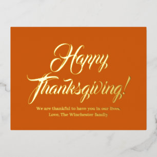 Carte Postale De Vacances En Aluminium Bon thanksgiving citrouille script personnalisé él