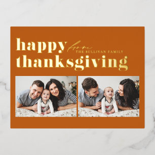 Carte Postale De Vacances En Aluminium Bon thanksgiving de typographie Orange Retro