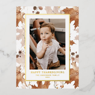 Carte Postale De Vacances En Aluminium Bon thanksgiving Feuille d'automne