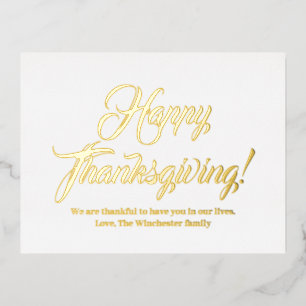 Carte Postale De Vacances En Aluminium Bon thanksgiving or script personnalisé élégant