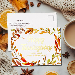 Carte Postale De Vacances En Aluminium Bon thanksgiving personnalisé Feuilles d'automne S