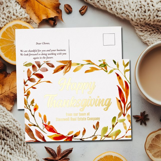 Carte Postale De Vacances En Aluminium Bon thanksgiving personnalisé Feuilles d'automne S (Créateur téléchargé)
