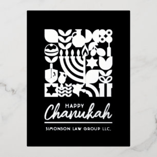 Carte Postale De Vacances En Aluminium Bonne Hanoukka Silver Foil Salutation juive