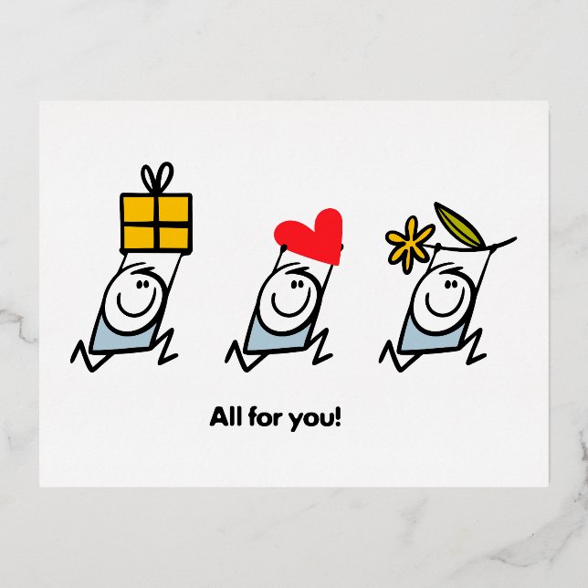 Carte Postale De Vacances En Aluminium Cadeau, coeur et fleur (Recto)