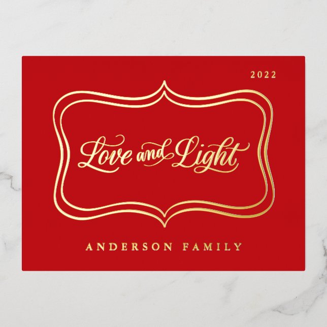 Carte Postale De Vacances En Aluminium Cadre doré classique Love & Light (Recto)