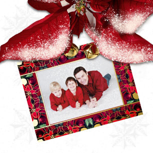 Carte Postale De Vacances En Aluminium Carte postale de Noël poinsettia rouge en papier a