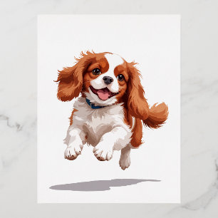 Carte Postale De Vacances En Aluminium Cavalier King Charles Joyeux Joueur Fun Jumping