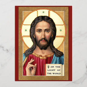 Carte Postale De Vacances En Aluminium Christ la Lumière du monde