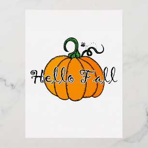 Carte Postale De Vacances En Aluminium Citrouille Hellow Citrouille Automne Bonjour Autom