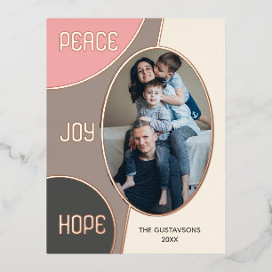 Carte Postale De Vacances En Aluminium Classique moderne Joyeuses Fêtes Rose or
