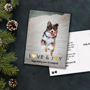 Carte Postale De Vacances En Aluminium Cœur Patte Amour & Joie Photo d'animaux de compagn