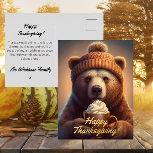 Carte Postale De Vacances En Aluminium Cosy Ours d'automne Woodland Thankesgiving