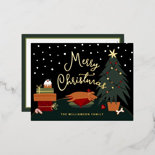 Carte Postale De Vacances En Aluminium Coupe de Noël mignonne (Recto/Verso)