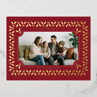 Carte Postale De Vacances En Aluminium Couronne de Noël avec Euphorbe Border Joyeux Noël 