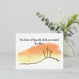 Carte Postale De Vacances En Aluminium Croix vides Il est ressuscité Christian Pâques