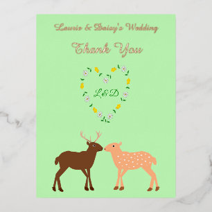 Carte Postale De Vacances En Aluminium Deer Couple et Daisy Heart Mariage personnalisé