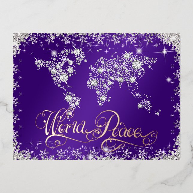 Carte Postale De Vacances En Aluminium Diamants de Paix Mondiale Violets  (Recto)