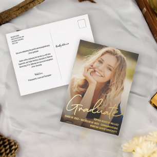 Carte Postale De Vacances En Aluminium Diplômé tendance Script superposer photo personnal