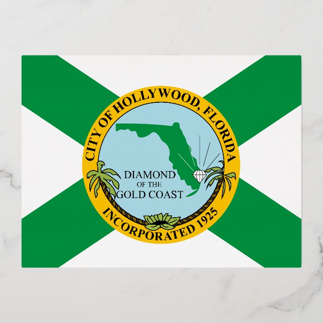 Carte Postale De Vacances En Aluminium Drapeau d'Hollywood, Floride (Recto)