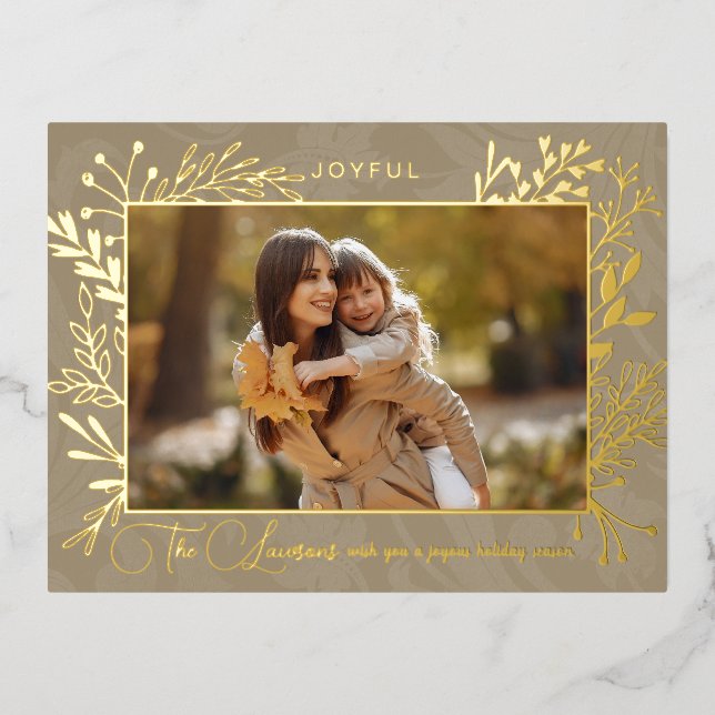 Carte Postale De Vacances En Aluminium Elégant Artisan Gold Feuilles photo (Recto)