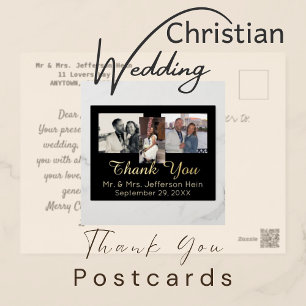 Carte Postale De Vacances En Aluminium Élégant Mariage Merci Gold Foil