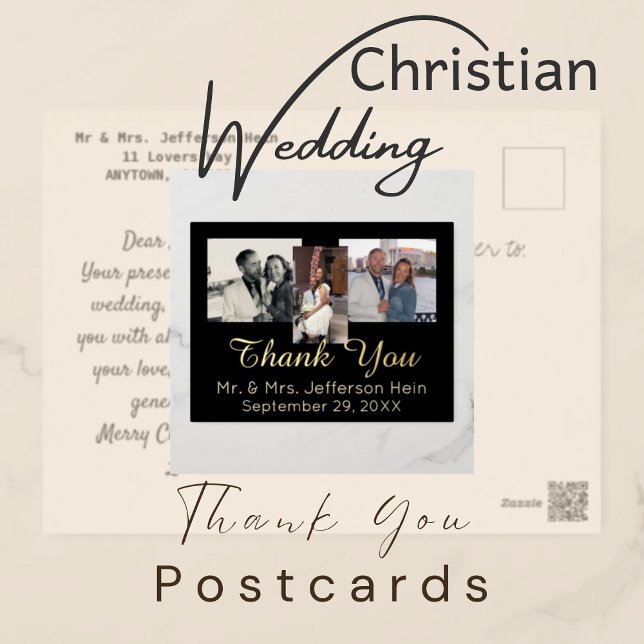 Carte Postale De Vacances En Aluminium Élégant Mariage Merci Gold Foil (Créateur téléchargé)