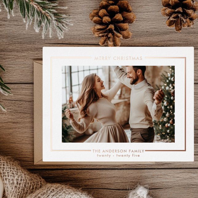 Carte Postale De Vacances En Aluminium Élégant Rose Gold Joyeux Noël personnalisé (Créateur téléchargé)