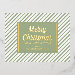 Carte Postale De Vacances En Aluminium Élégant Sage Green Script Joyeux Noël Or