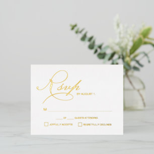 Carte Postale De Vacances En Aluminium Élégant Script RSVP Mariage métallique or