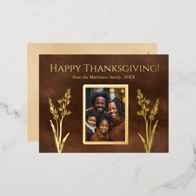 Carte Postale De Vacances En Aluminium Élégant Thanksgiving Family Photo Automne Botaniqu (Recto/Verso)