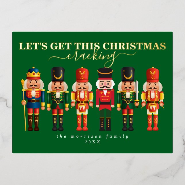 Carte Postale De Vacances En Aluminium Élégante carte de Noël Foil Nutcracker moderne (Recto)