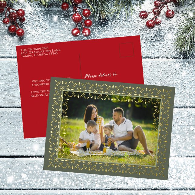 Carte Postale De Vacances En Aluminium Élégante photo de Noël Snowflake Motif (Créateur téléchargé)