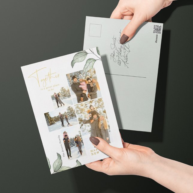 Carte Postale De Vacances En Aluminium Ensemble New Years Photo Gold (Créateur téléchargé)