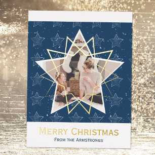 Carte Postale De Vacances En Aluminium Etoiles Blue Foil Joyeux Noël Photo