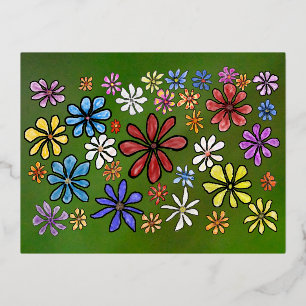 Carte Postale De Vacances En Aluminium Fleurs colorées