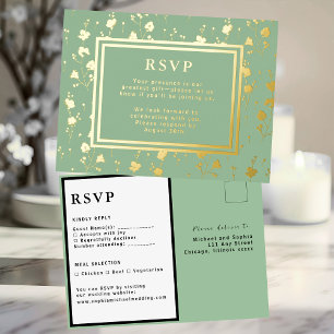 Carte Postale De Vacances En Aluminium Fleurs de carte de réponse Mariage RSVP Sage Green