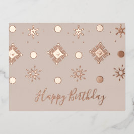 Carte Postale De Vacances En Aluminium Flocons de neige pour un Noël d'anniversaire rose